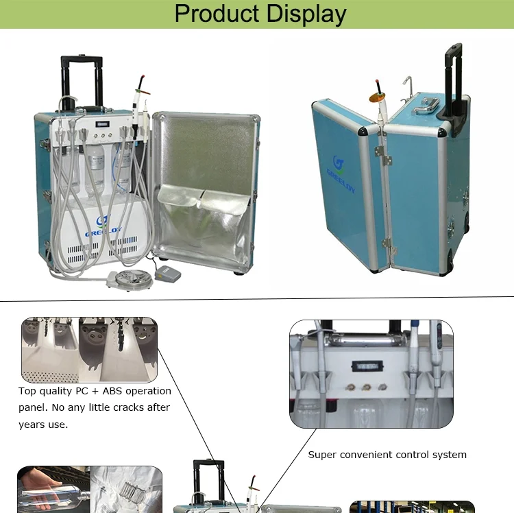 2017 hot sell GU-P206 portable dental unit with air compressor with dental light cure unit