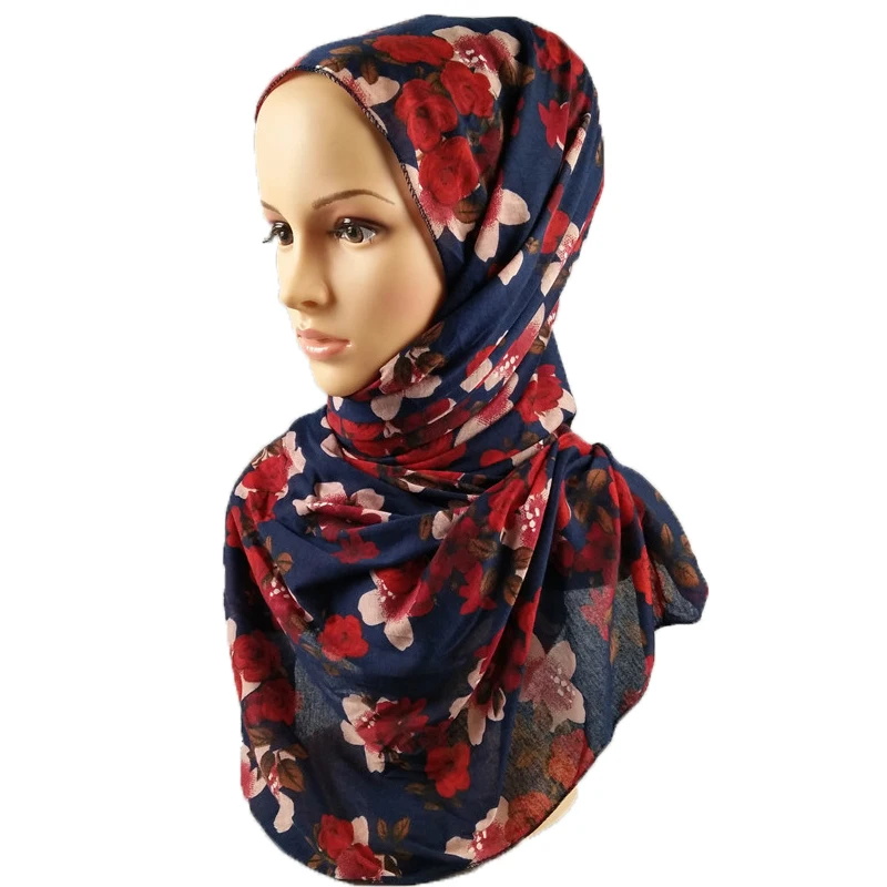 En gros Mode Femmes Musulmanes Hijab Imprimé Châles Instantanés Jersey Écharpe Foulards Femmes Sexy Arabe Coton Plaine Wrap Hijabs
