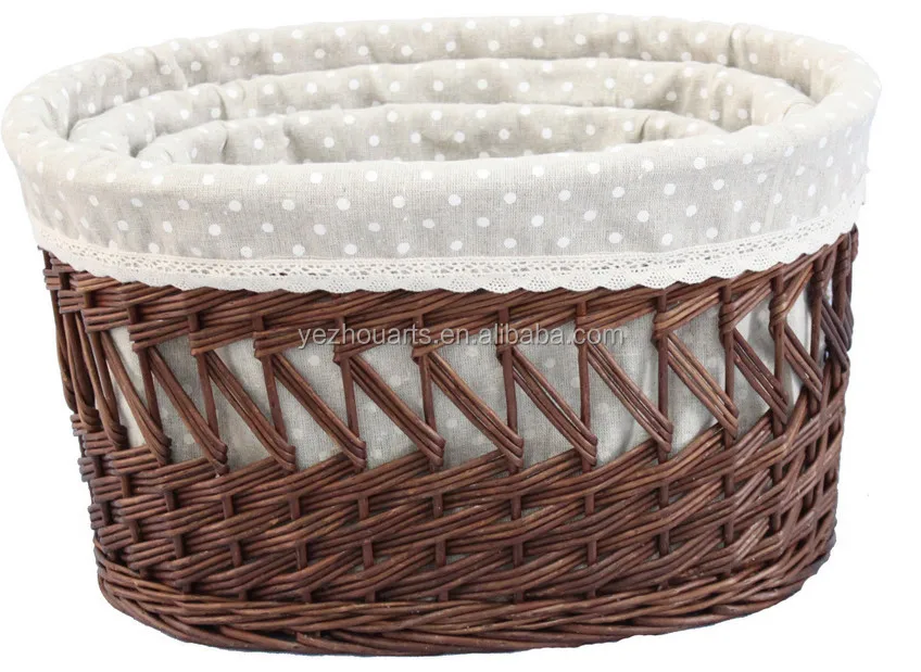 white willow storage baskets with liner and handles,high quality