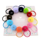 ZNFQ08 Korean headgear Cute Elastic Hair Ring with rabbit fur pom poms