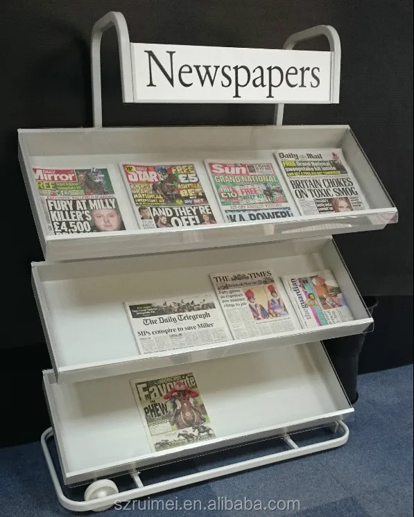 Customized Floor Standing Library Newspaper/magazine Display Rack Buy