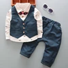 Cotton Gentleman Kids Boys Clothing Sets handsome Suit Wedding Autumn vest Shirts Pants Boy Fashion 3pc Children Clothing Set