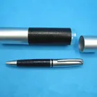 leather expensive twist ball pen,metal tube gift CHARM PEN SET