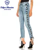 2020 New Design Sexy High Hip Slim Fit Women Side Lace Up Jeans