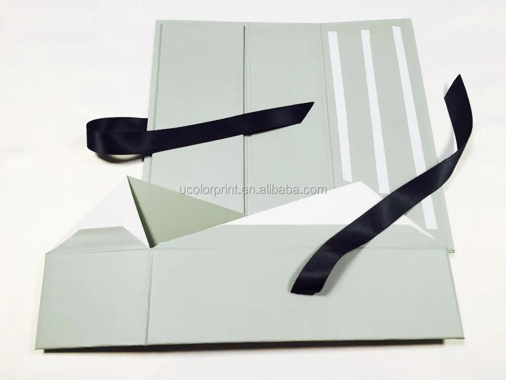 custom elegant flat folding gift shoe box with ribbon