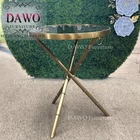 Round glass top gold stainless steel wedding flower stand for party