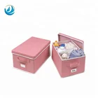 Decorative foldable fabric bins adjustable storage box with lid for kid