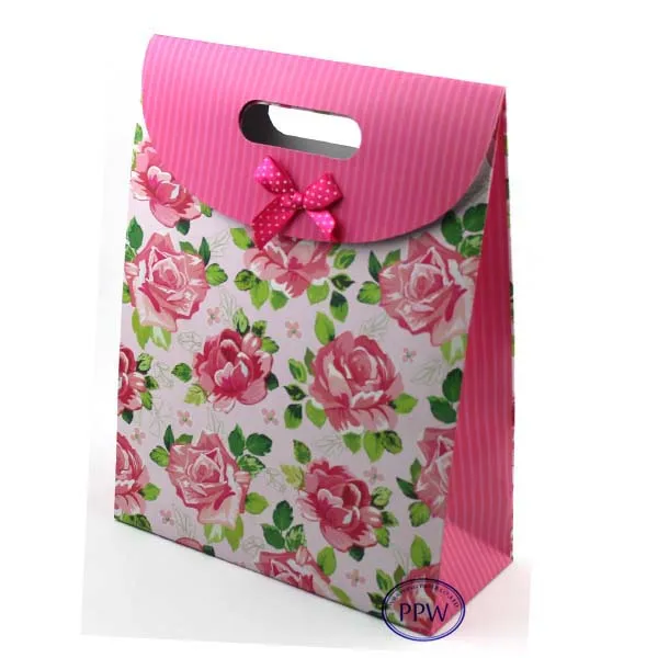 paper gift bag with ribbon bowtie paper candy bag wedding gift