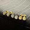wholesale new style 14K gold mens hiphop round shaped brass cz stud earring jewelry