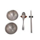 Customized silver ultralight titanium dinner set luxury dinnerware sets