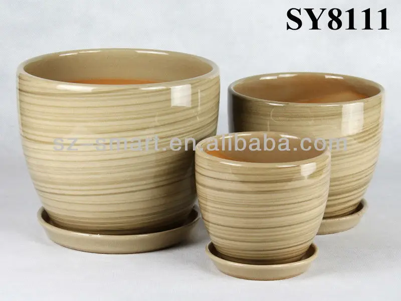 Home decoration for pot glazed brown ceramic flower pots wholesale