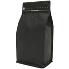 250g 500g Matt black box bottom coffee bags with zip and valve