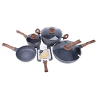 aluminum cookware set marble stone coating cooking pot granite cook ware sauce pan omelette wok kitchenware