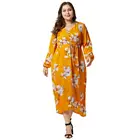 Wholesale Chiffon Printed Dress Long Sleeve High Waist Maxi Dress irregular Plus Size Dress
