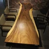 Teak Solid Wood Metal Base Dining Table