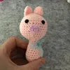 Nice 100% Cotton Yarn Crochet pink pig toy Rattles Baby Stuffed crochet yarn Toys