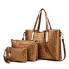 FY 2017 Ladies Bags Handbag weave designer women shoulder bags fashion PU leather handbag sets 3 pieces Eight Colors