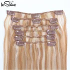 Double Sew Ombre Brazilian Human Hair Weave Halo Hair Extension Clip In Weft