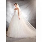 Ball Gown Sleeveless Sweetheart Chapel Train Tulle Wedding Dress With Pleated