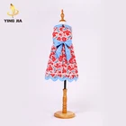 Baby Girl Party Children Frocks Designs Red Woven Cotton Dress