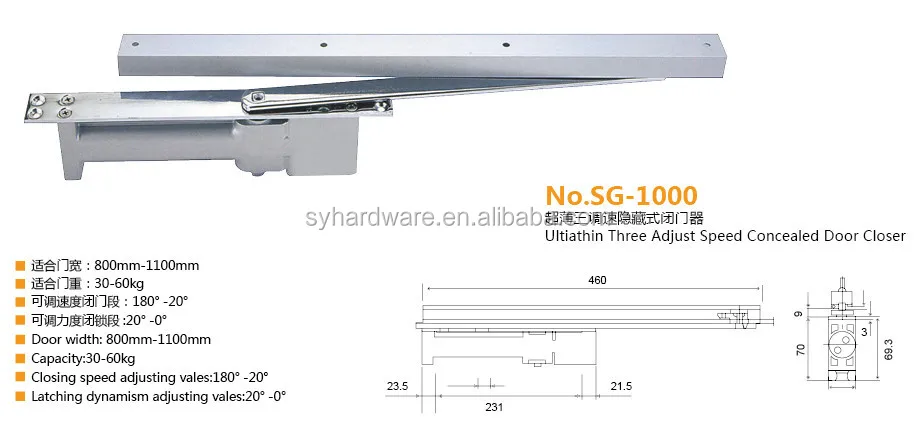 Fulaisi Three Adjust Speed Concealed Door Closer Sg 1000 Glass