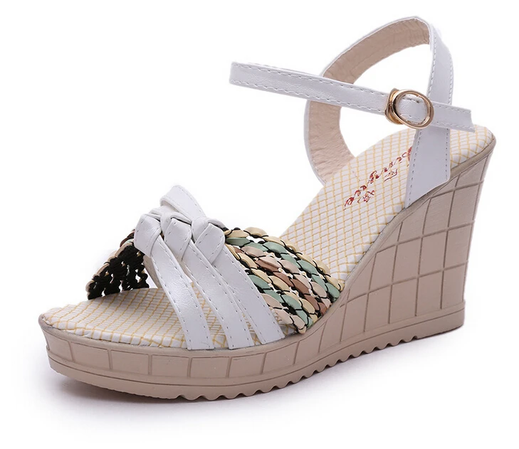 NEW!shoes women fashion wedge heel sandals sweet straw ladies shoes zapatos mujer high heel sandals for women