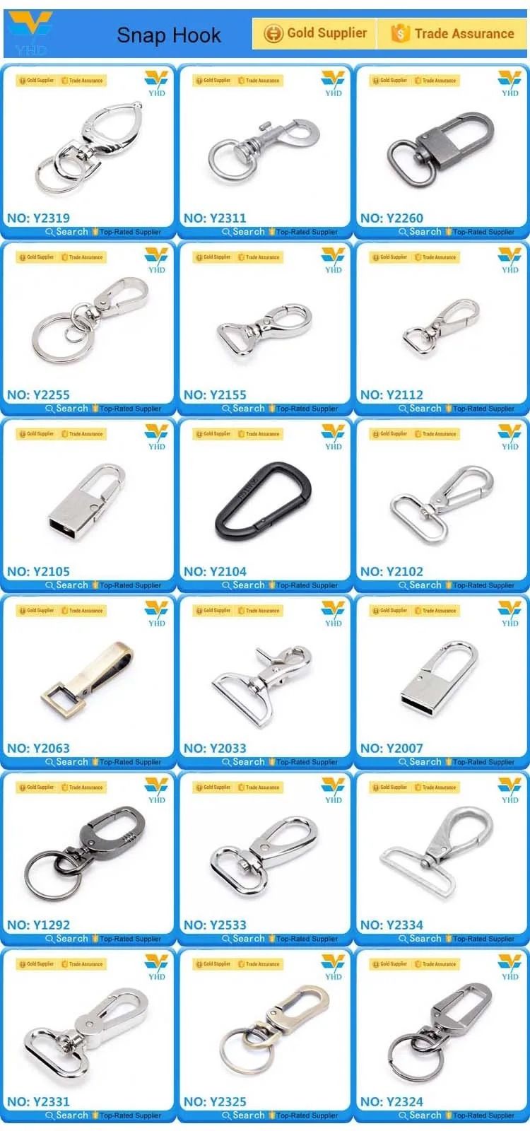 Design bag accessories with logo any color metal square ring clasps