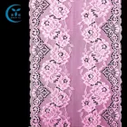 Nylon stretch sexy pink flower lingerie lace trim