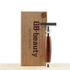 wooden bamboo rubber handle design double edge shaving shaver razor