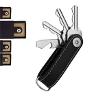 Compact Genuine Cow Hide Leather Key Holder Organizer for up to 10 Keys & Tools