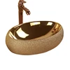 Chinese Chaozhou Gold Color Counter Top Ceramic Sink Basin