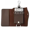 Unisex Split leather Keychain Key Holder with 6 Hooks Snap Closure