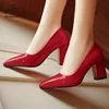 RTS SIZE 33-43 Ladies Official Red business shoes women black heel wedge heel sandals wedding PU shoes