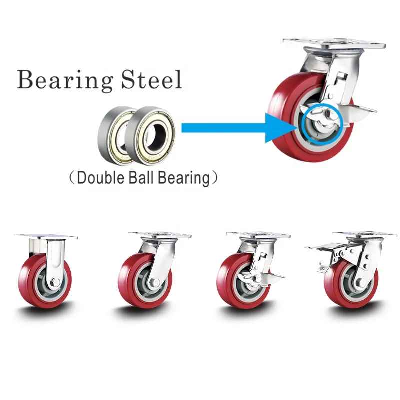 Industrial Roller Bearing Fixed Themoplastic Rubber Caster Wheel