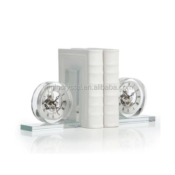 large crystal clock bookend office anniversary gifts
