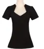 custom t shirt printing V neck plain black cotton tops wholesale china for women