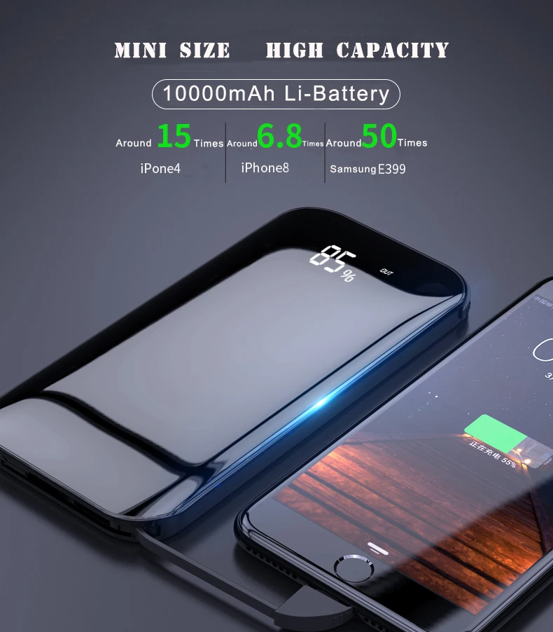 Built-in 2 cables wireless power bank quick charger mobile phone fast charging portable powerbank - ANKUX.COM