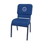 Durable navy blue well padded waterfall seat chair for church