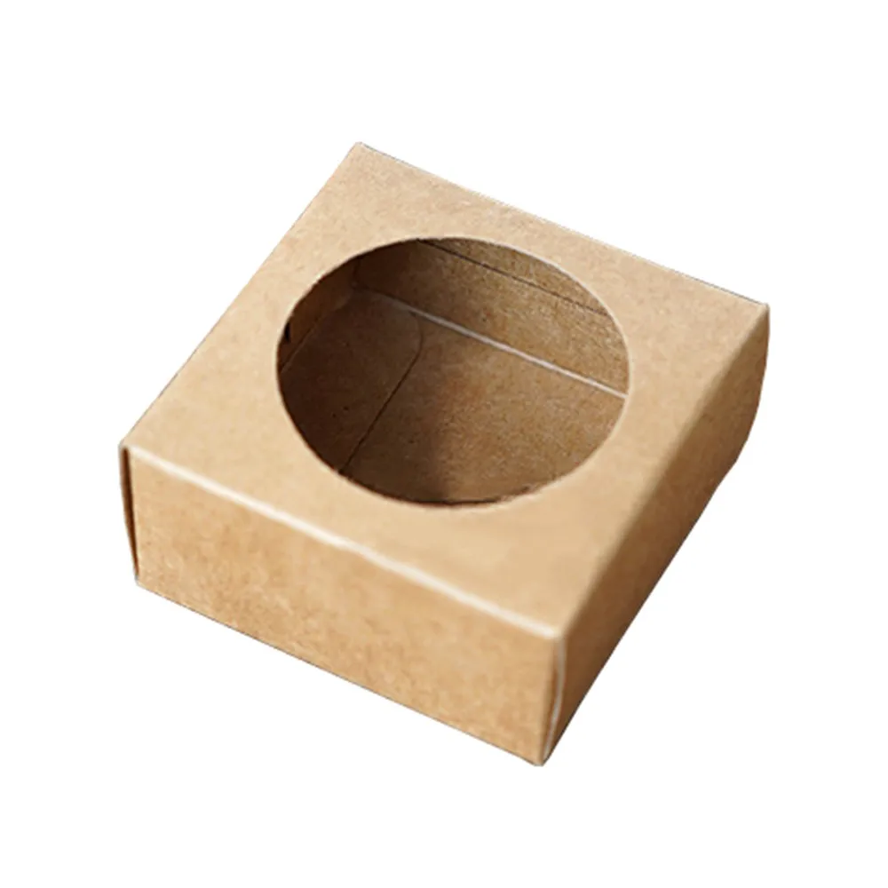 kraft paper packaging soap gift box with round window