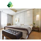 Customized five-star wooden hotel room furniture headboard with fabric design