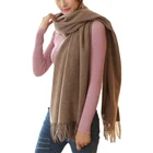 Wholesale Blend Womens Plain Long Wool Blanket Scarf Winter Shawl With Fringe