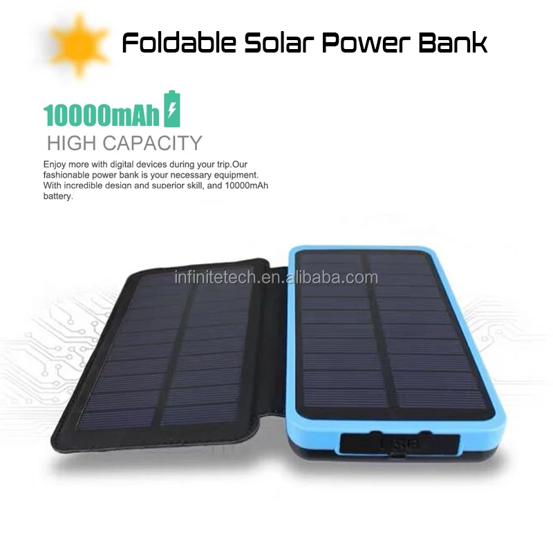 Waterproof shockproof external battery 10000mAh foldable solar power bank camping power bank - ANKUX.COM