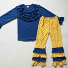 Factory wholesale boutique kids clothing set 2018 fall winter toddler girl new icing ruffle design outfit
