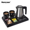Honeyson China High Quality Silver Hotel Electric Tea Kettle Tray Set
