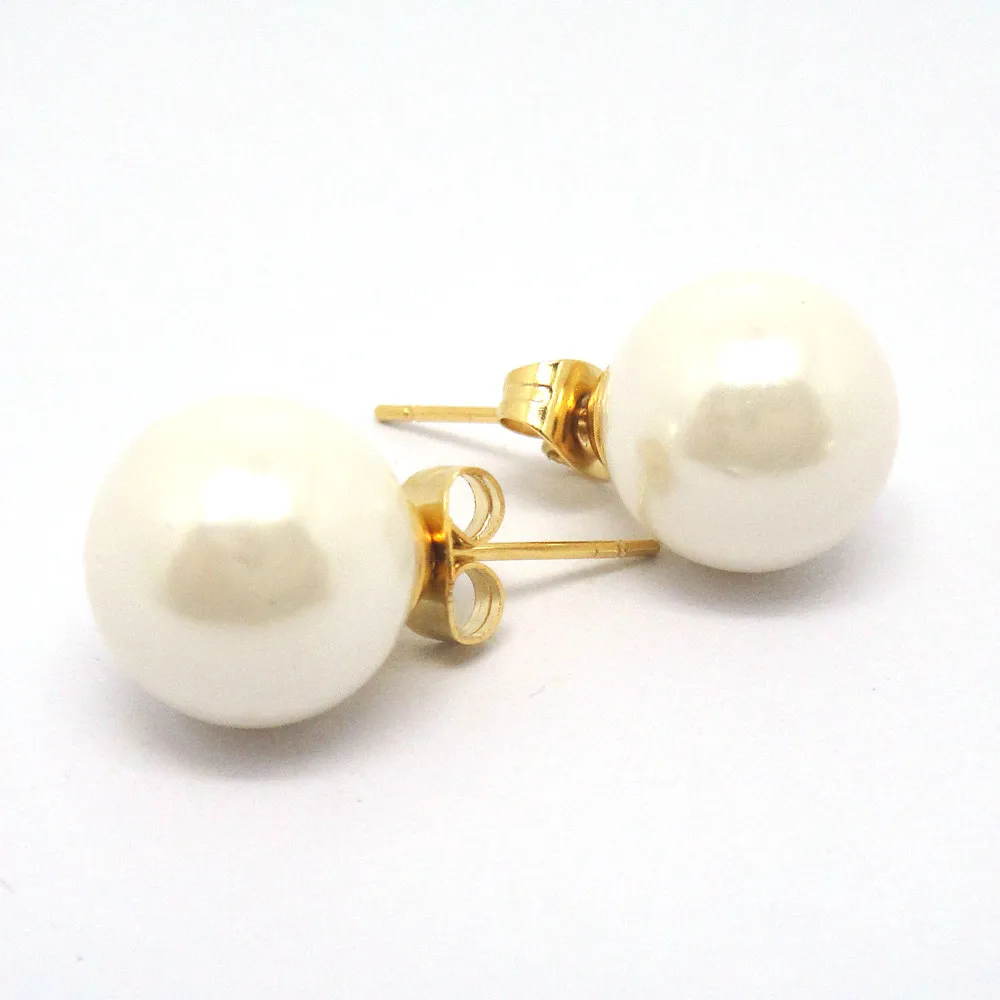 Fashionable Stainless Steel Gold Pearl Jewelry Set for Women