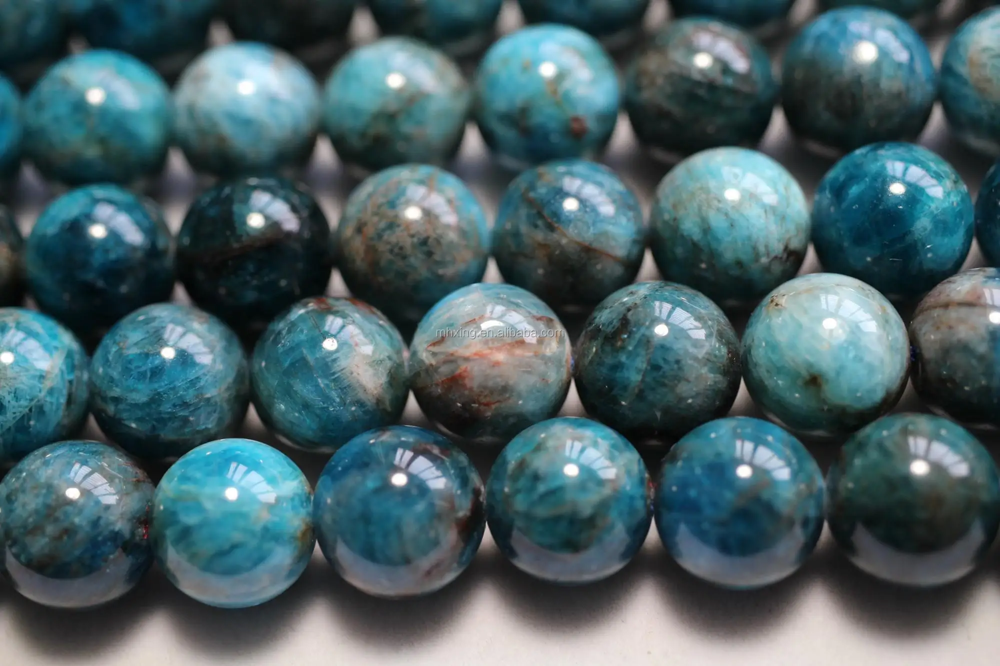 天然矿物 10毫米蓝磷灰石半宝石宝石松珠为首饰制作