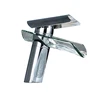 Chrome Finish Glass Waterfall Spout Bathroom Sink Faucet Mixer Tap