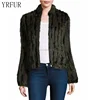 YR1031 Top Quality Real Rabbit Fur Bomber Hand Kint Real Rabbit Fur Jacket