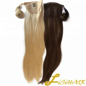 high quality raw hair clip brown one piece ponytail human hair