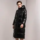High collar Hooded black quality ladies long down jackets coats women winter